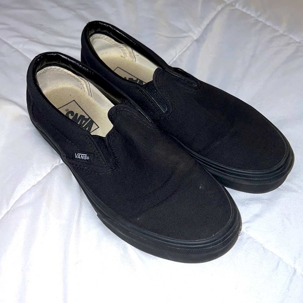 All Black Slip On Vans